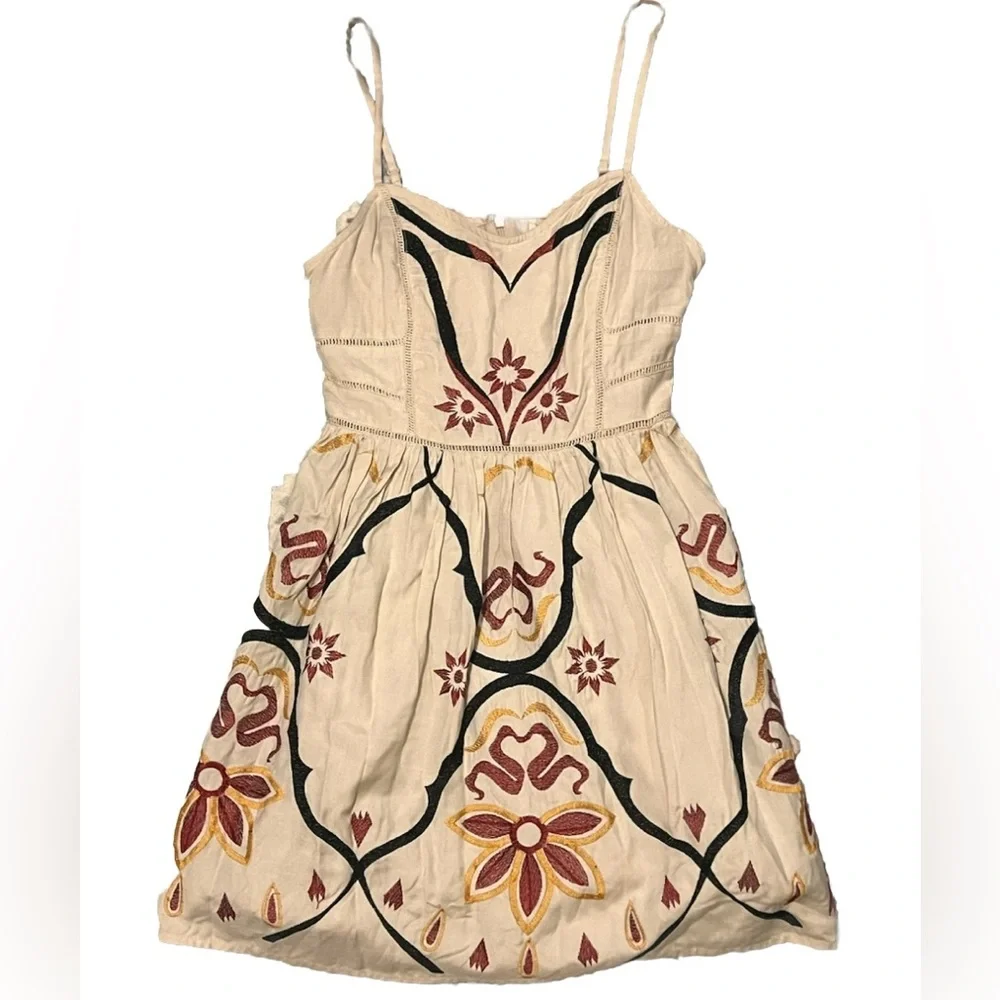 Free People White and Pink Embroidered Mini Dress EUC - Picture 8 of 14